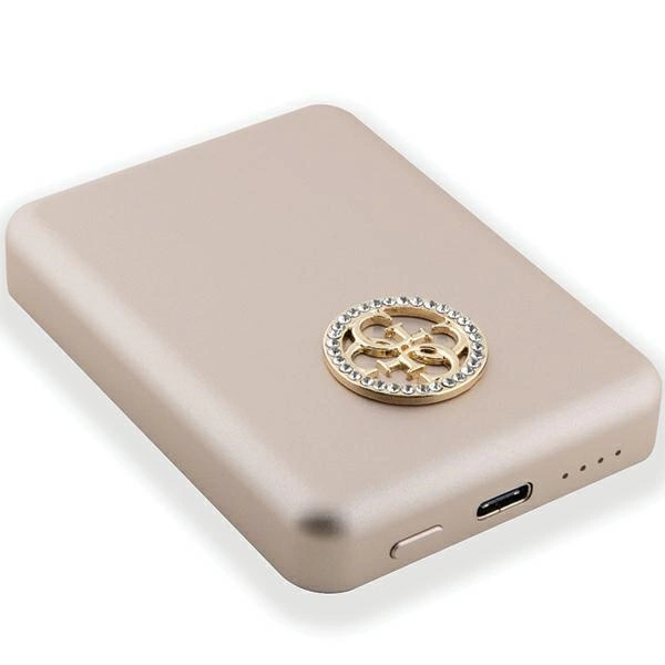 Guess MagSafe 4G Strassed Metal Logo induction power bank 15W 5000mAh - goldeng