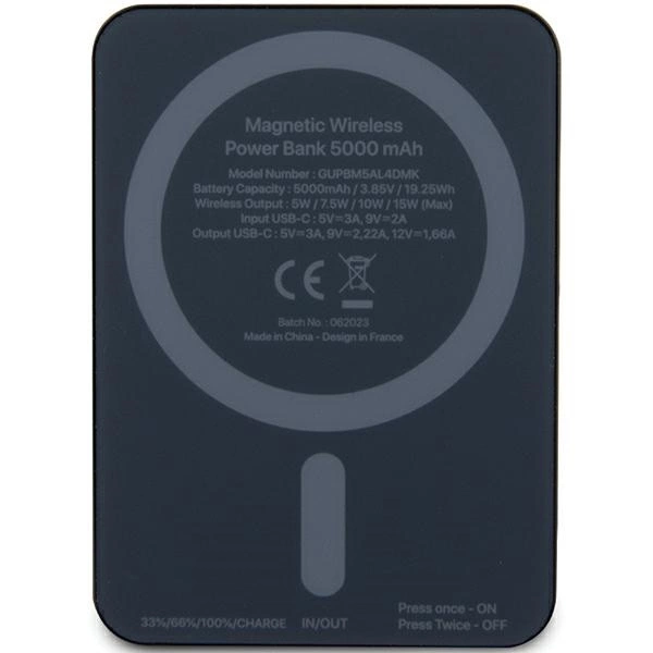 Guess MagSafe 4G Strassed Metal Logo induction power bank 15W 5000mAh - blackeng