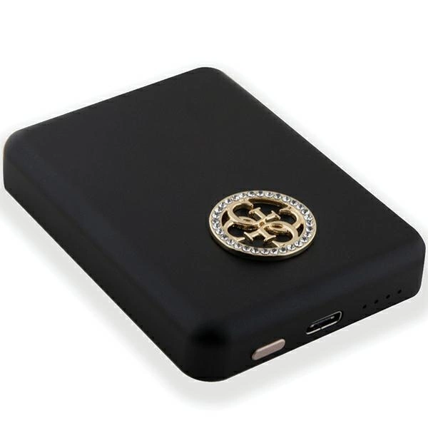 Guess MagSafe 4G Strassed Metal Logo induction power bank 15W 5000mAh - blackeng