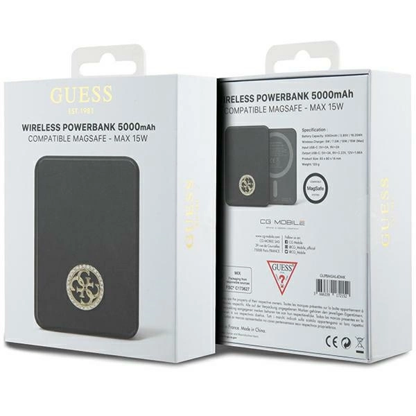 Guess MagSafe 4G Strassed Metal Logo induction power bank 15W 5000mAh - blackeng