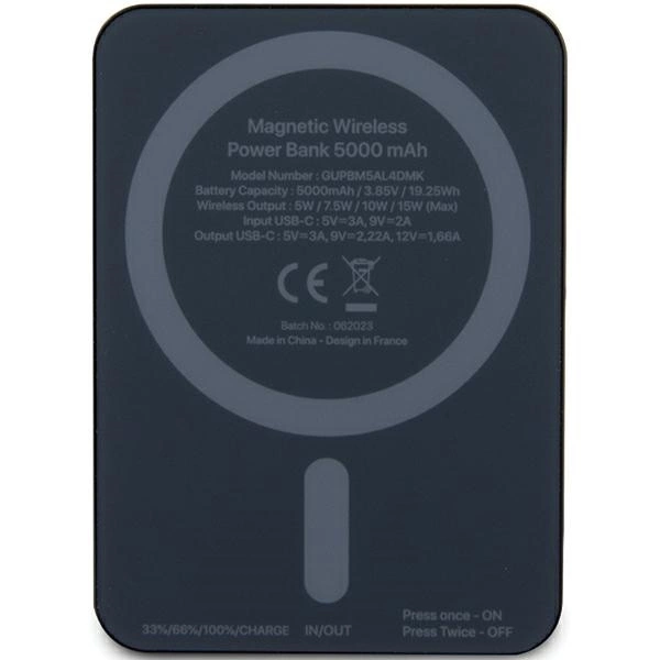 Guess MagSafe Metal Script Logo induction power bank 15W 5000mAh - blackeng