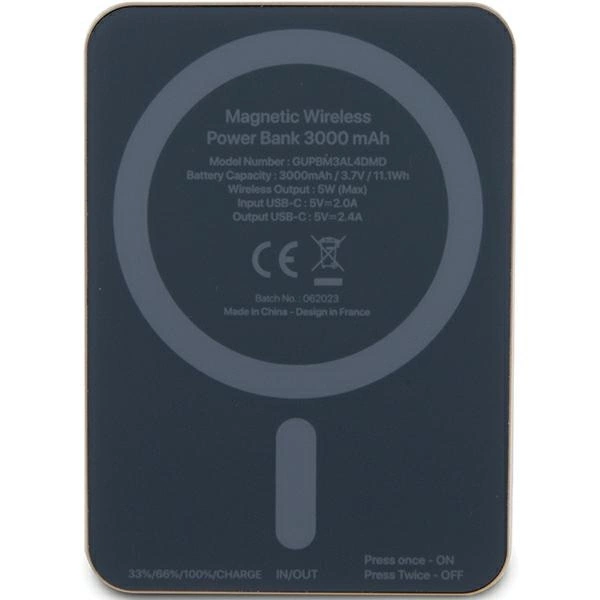 Guess MagSafe 4G Strassed Metal Logo induction power bank 5W 3000mAh - goldeng