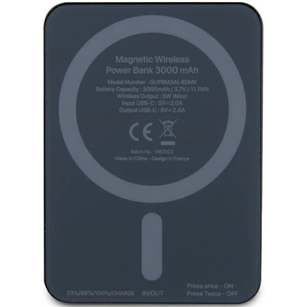 Guess MagSafe 4G Strassed Metal Logo induction power bank 5W 3000mAh - blackeng