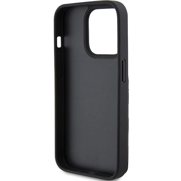 Karl Lagerfeld Saffiano Cardslots and Stand Monogram Choupette Case for iPhone 15 Pro - Blackeng