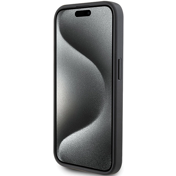 Karl Lagerfeld Saffiano Cardslot Karl&Choupette Metal Pin case for iPhone 15 Pro - blackeng