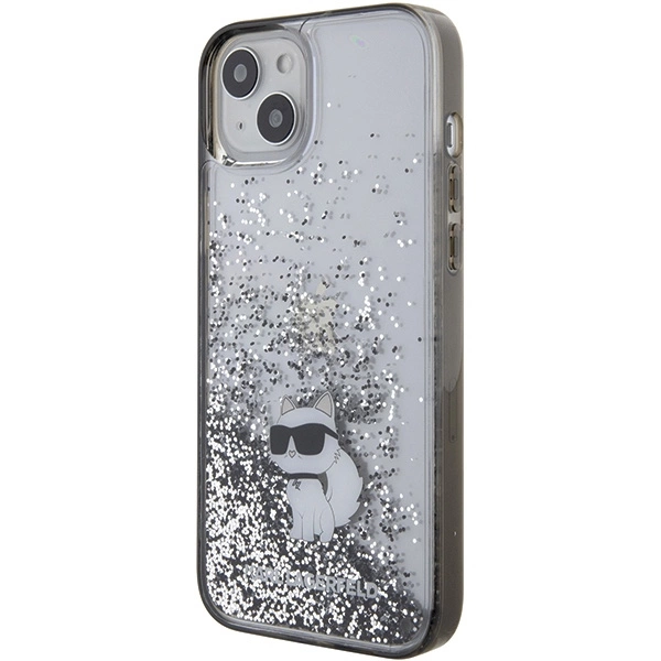 Karl Lagerfeld Liquid Glitter Choupette case for iPhone 15 Plus - transparenteng