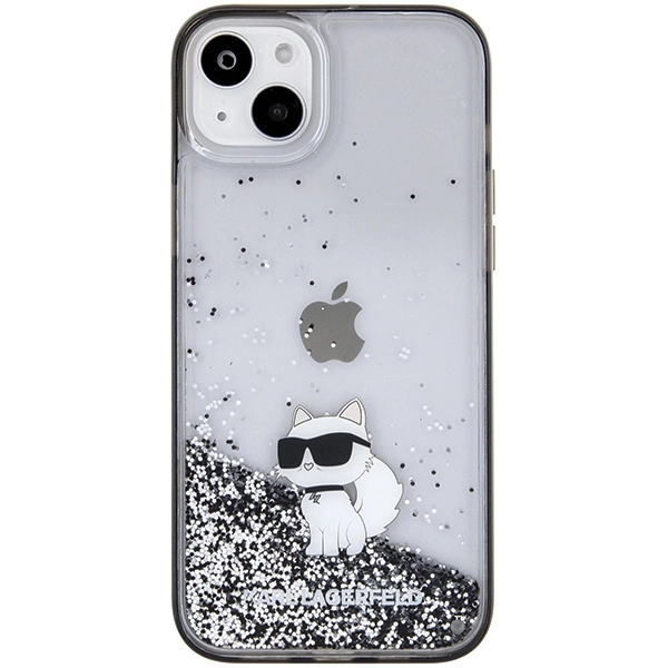 Karl Lagerfeld Liquid Glitter Choupette case for iPhone 15 Plus - transparenteng