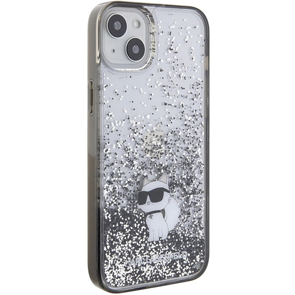 Karl Lagerfeld Liquid Glitter Choupette case for iPhone 15 Plus - transparenteng