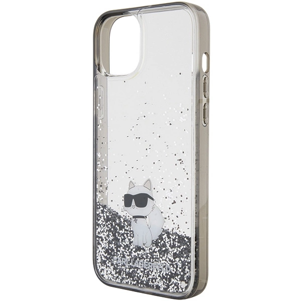 Karl Lagerfeld Liquid Glitter Choupette case for iPhone 15 Plus - transparenteng
