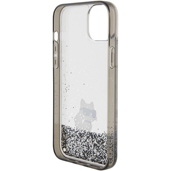 Karl Lagerfeld Liquid Glitter Choupette case for iPhone 15 Plus - transparenteng