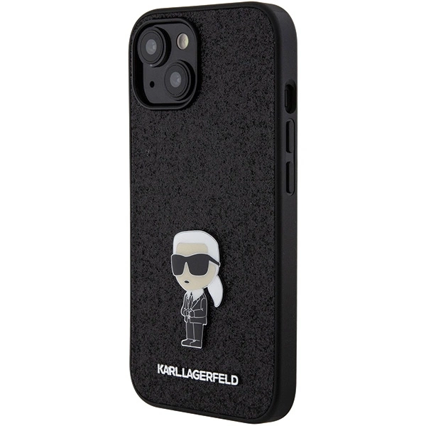 Karl Lagerfeld Fixed Glitter Ikonik Logo Metal Pin case for iPhone 15 - blackeng
