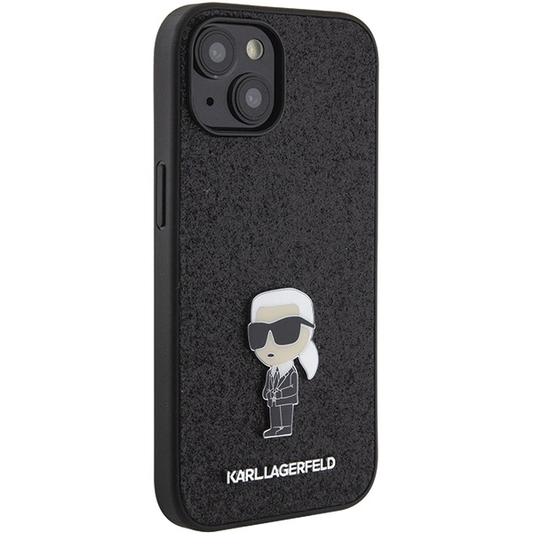 Karl Lagerfeld Fixed Glitter Ikonik Logo Metal Pin case for iPhone 15 - blackeng