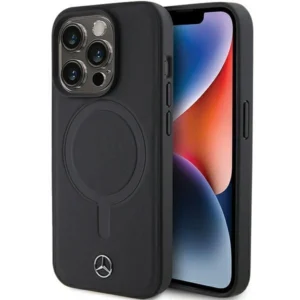 Mercedes Smooth Leather MagSafe case for iPhone 15 Pro - blackeng