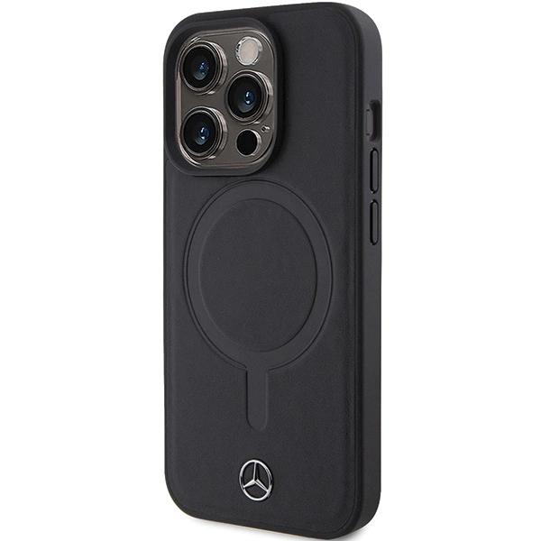 Mercedes Smooth Leather MagSafe case for iPhone 15 Pro - blackeng