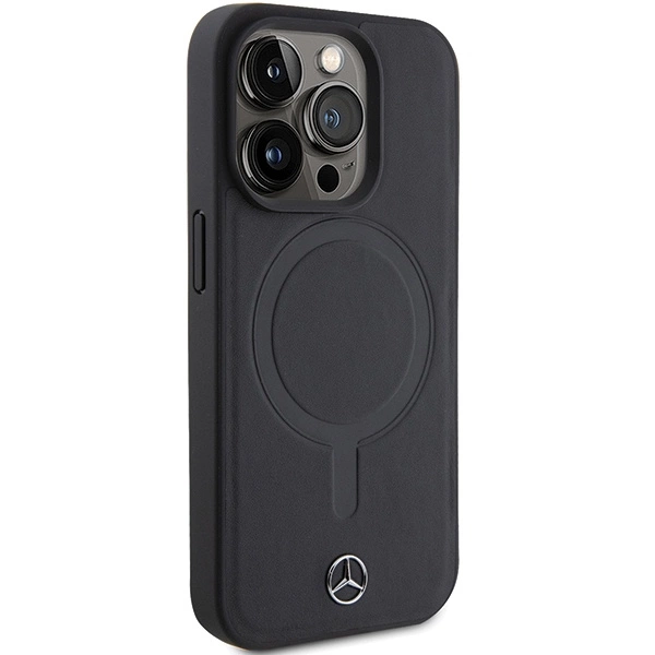 Mercedes Smooth Leather MagSafe case for iPhone 15 Pro - blackeng