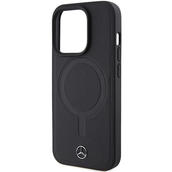 Mercedes Smooth Leather MagSafe case for iPhone 15 Pro - blackeng