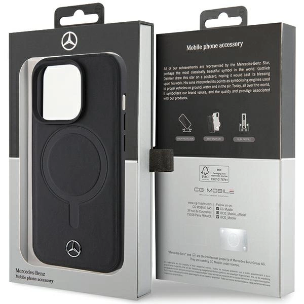Mercedes Smooth Leather MagSafe case for iPhone 15 Pro - blackeng