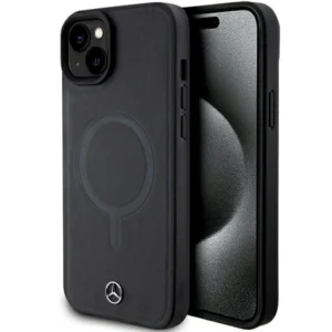 Mercedes Smooth Leather MagSafe case for iPhone 15 Plus - blackeng