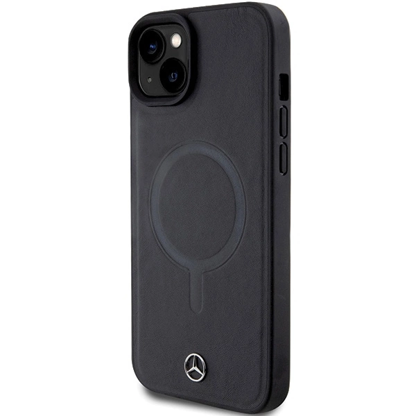 Mercedes Smooth Leather MagSafe case for iPhone 15 Plus - blackeng