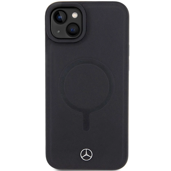 Mercedes Smooth Leather MagSafe case for iPhone 15 Plus - blackeng