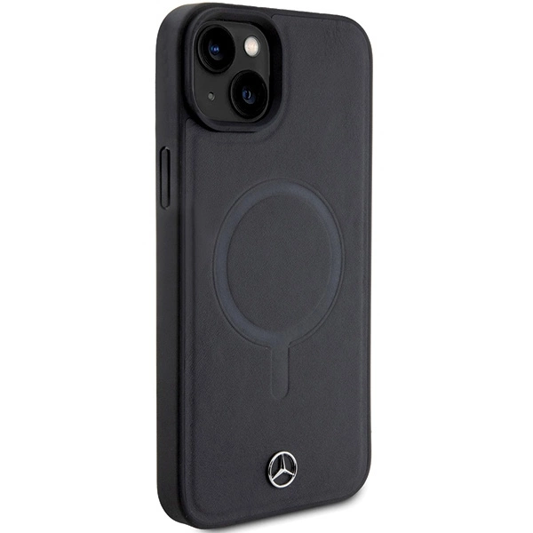 Mercedes Smooth Leather MagSafe case for iPhone 15 Plus - blackeng