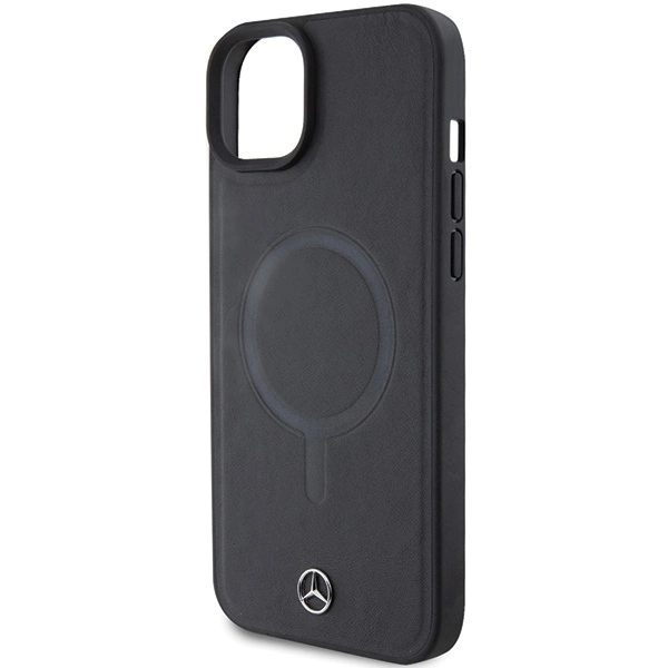 Mercedes Smooth Leather MagSafe case for iPhone 15 Plus - blackeng