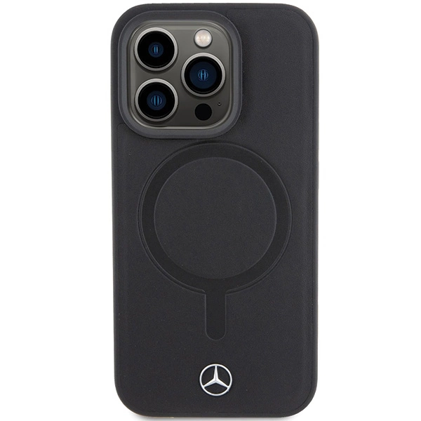 Mercedes Smooth Leather MagSafe case for iPhone 15 Pro Max - blackeng