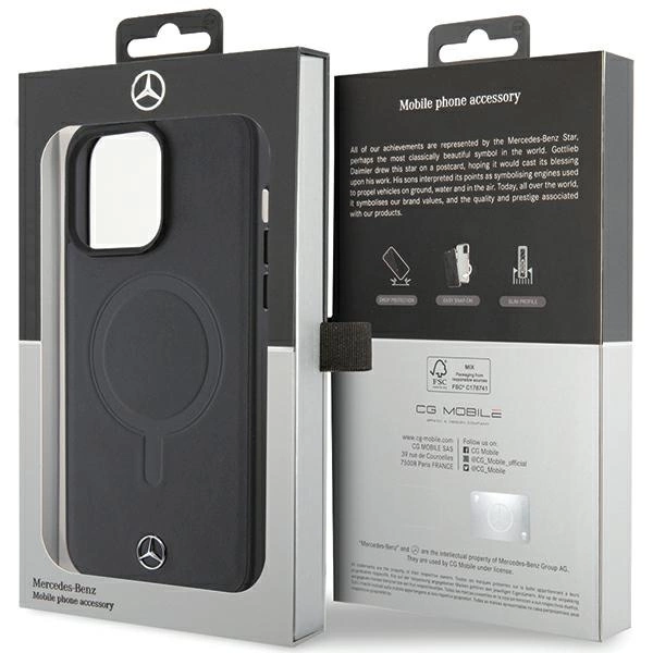 Mercedes Smooth Leather MagSafe case for iPhone 15 Pro Max - blackeng