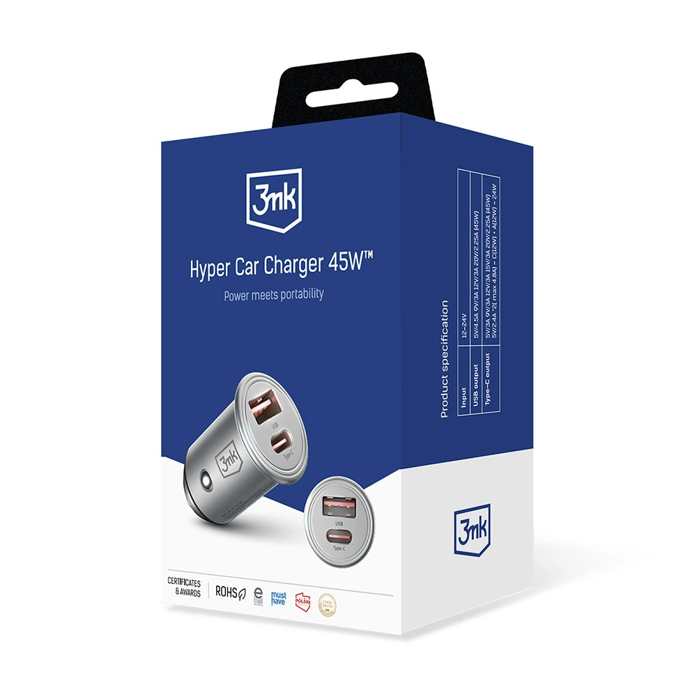 Accessories - 3mk Hyper Car Charger 45Weng