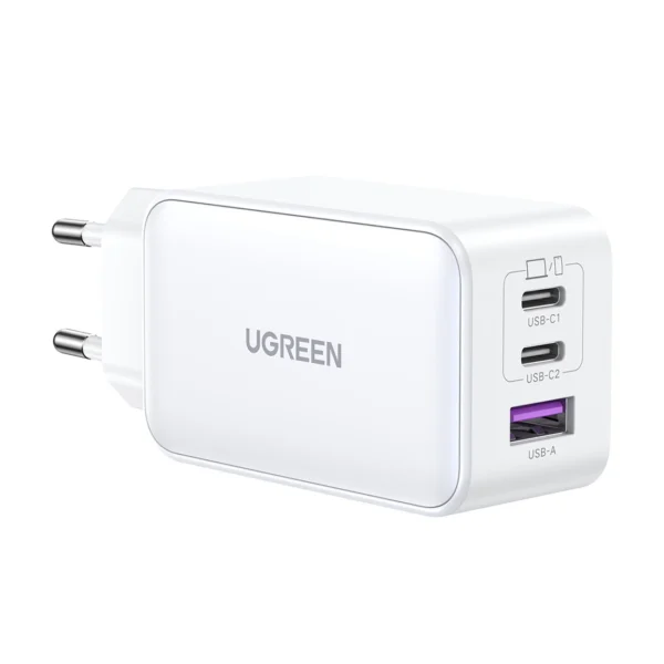 Ugreen CD244 65W USB-A / 2x USB-C GaN fast charger - whiteeng