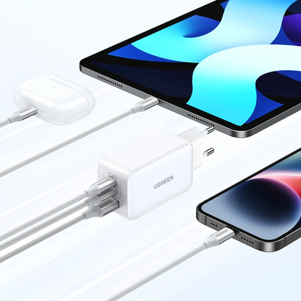 Ugreen CD244 65W USB-A / 2x USB-C GaN fast charger - whiteeng
