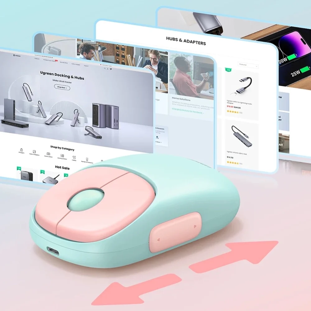 Ugreen MU102 FUN+ Bluetooth / 2.4 GHz wireless mouse - pinkeng