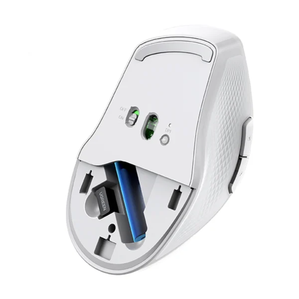 Ugreen MU101 ergonomic wireless mouse Bluetooth / 2.4 GHz - whiteeng