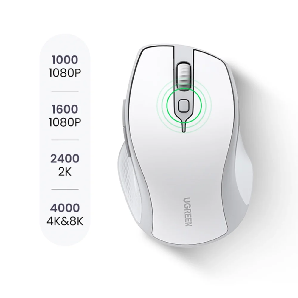 Ugreen MU101 ergonomic wireless mouse Bluetooth / 2.4 GHz - whiteeng