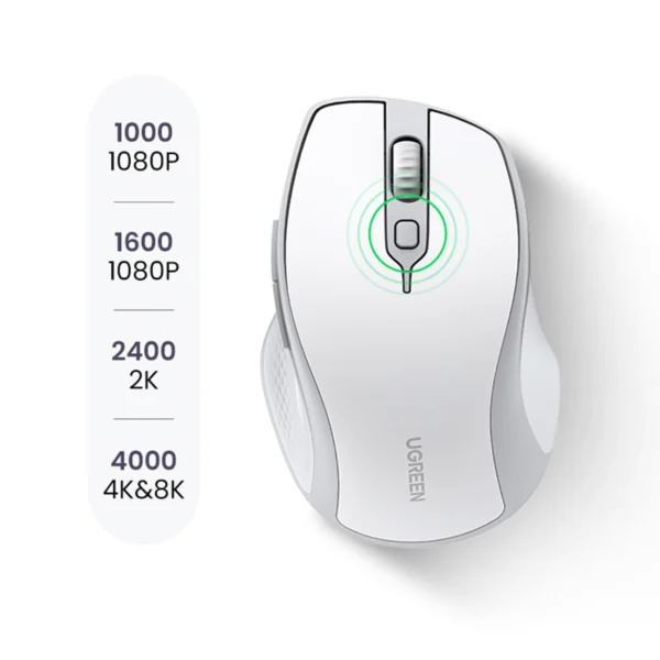 Ugreen MU101 ergonomic wireless mouse Bluetooth / 2.4 GHz - whiteeng