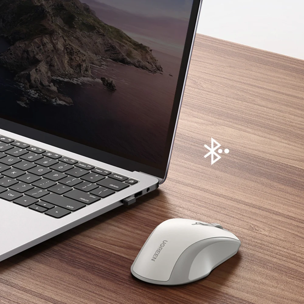 Ugreen MU101 ergonomic wireless mouse Bluetooth / 2.4 GHz - whiteeng