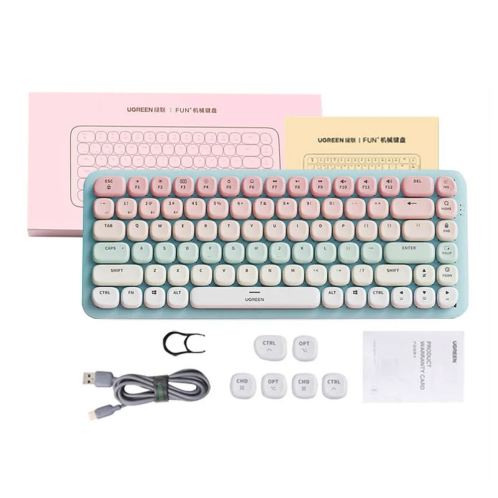 Ugreen KU101 Bluetooth/USB-C Wireless Mechanical Keyboard with Backlight - Pinkeng