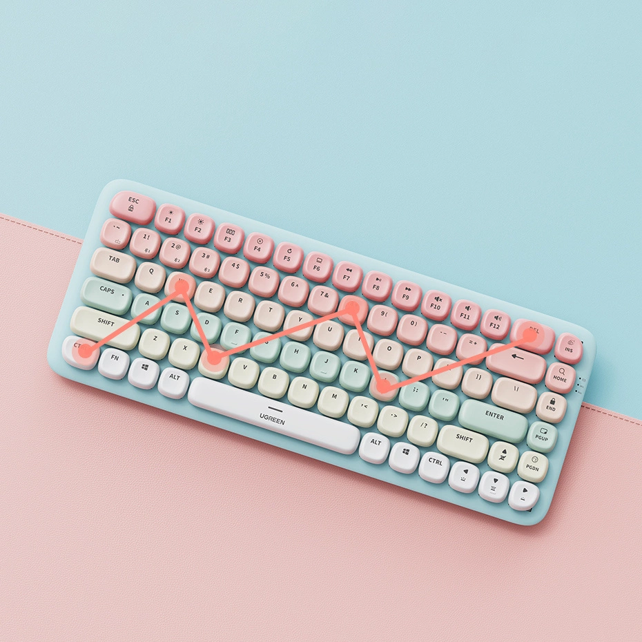 Ugreen KU101 Bluetooth/USB-C Wireless Mechanical Keyboard with Backlight - Pinkeng
