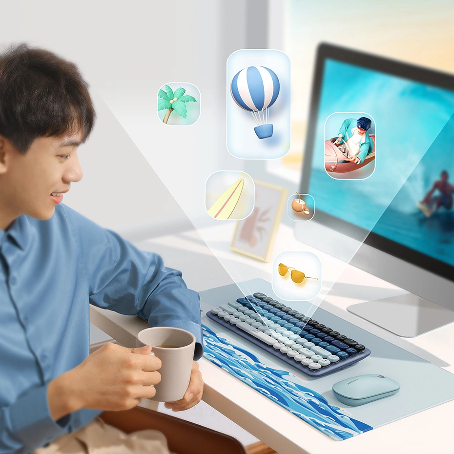 Ugreen KU101 Bluetooth/USB-C Wireless Mechanical Keyboard with Backlight - Blueeng
