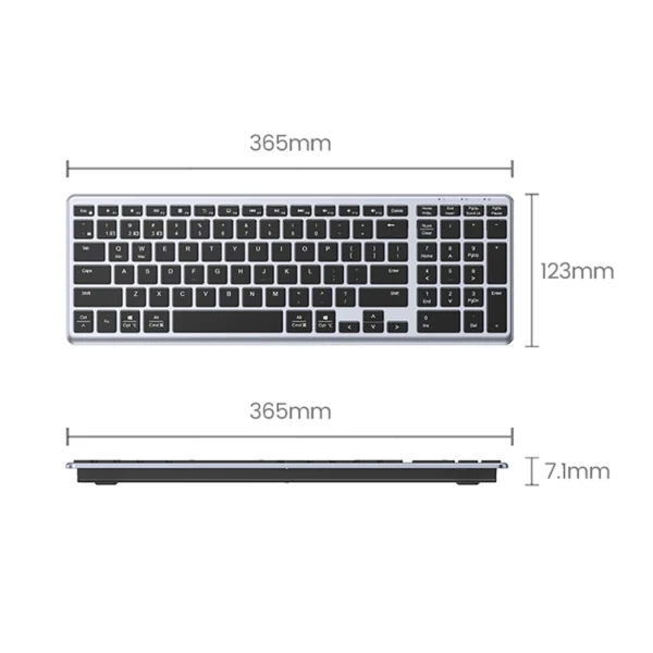 Ugreen KU005 Bluetooth / 2.4 GHz wireless membrane keyboard - blackeng