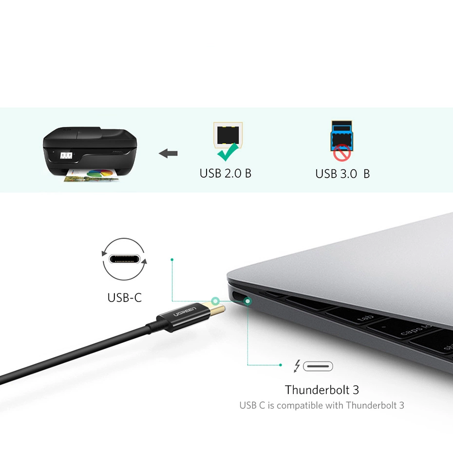 Ugreen US241 USB-C 2.0 - USB-B cable 1 m - blackeng