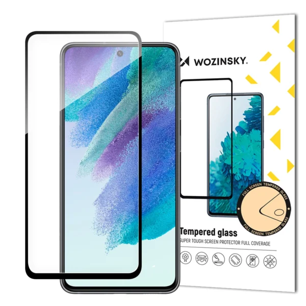 Durable Wozinsky Full Glue Tempered Glass for Samsung S23 FE Full Screen with Frame - Blackeng