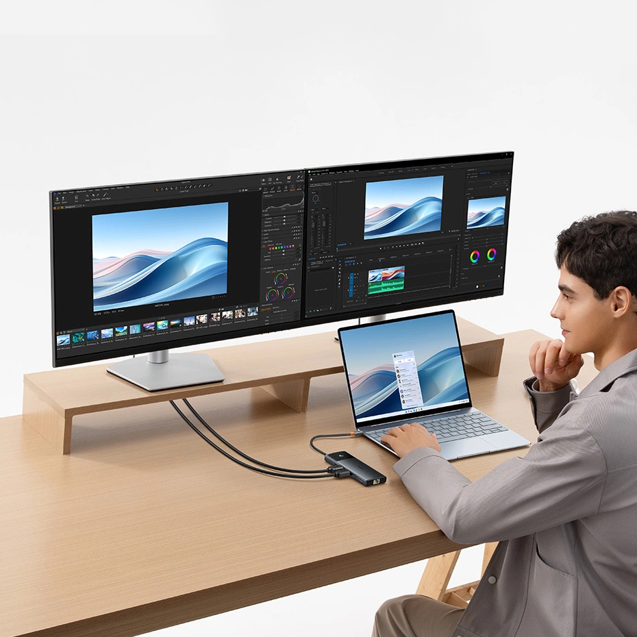 HUB 10in1 Baseus Metal Gleam Series USB-C to USB-C PD / USB-C / 3x USB-A / 2x HDMI / RJ-45 / SD / TF - blackeng