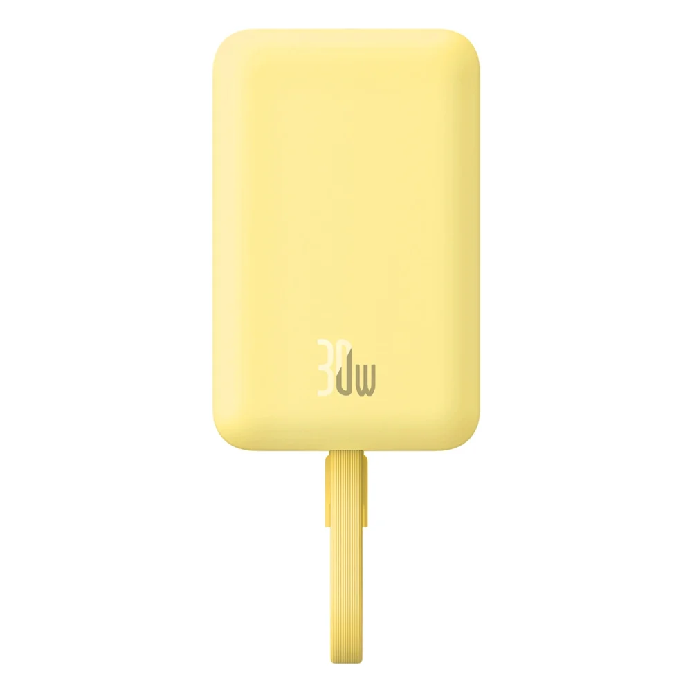 Baseus Magnetic Mini MagSafe 10000mAh 30W powerbank with built-in USB-C cable - yellow + Baseus Simple Series USB-C - USB-C 60W 0.3m cableeng