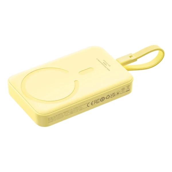 Baseus Magnetic Mini MagSafe 10000mAh 30W powerbank with built-in USB-C cable - yellow + Baseus Simple Series USB-C - USB-C 60W 0.3m cableeng
