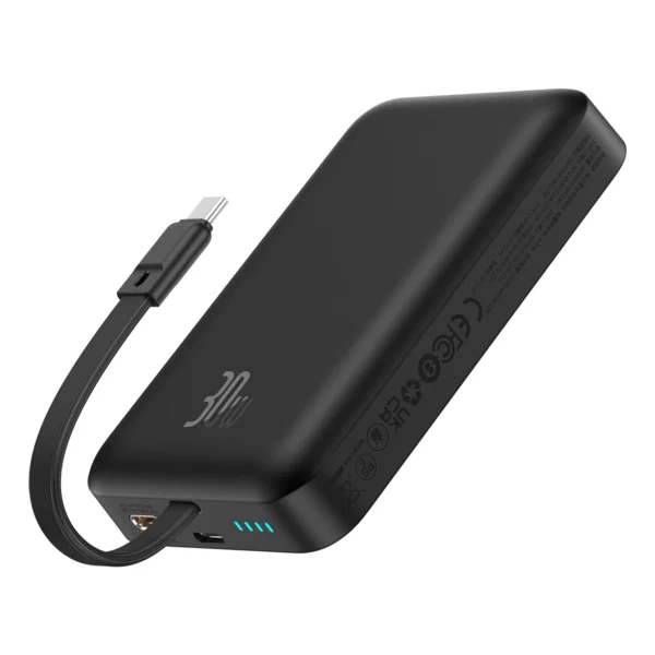 Baseus Magnetic Mini MagSafe 10000mAh 30W powerbank with built-in USB-C cable - black + Baseus Simple Series USB-C - USB-C 60W 0.3m cableeng