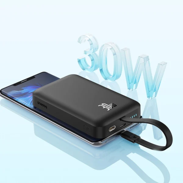 Baseus Magnetic Mini MagSafe 10000mAh 30W powerbank with built-in USB-C cable - black + Baseus Simple Series USB-C - USB-C 60W 0.3m cableeng