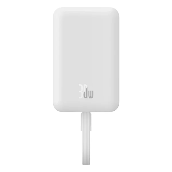 Baseus Magnetic Mini MagSafe 10000mAh 30W powerbank with built-in USB-C cable - white + Baseus Simple Series USB-C - USB-C 60W 0.3m cableeng