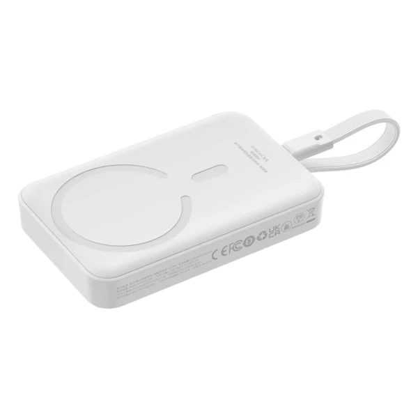 Baseus Magnetic Mini MagSafe 10000mAh 30W powerbank with built-in USB-C cable - white + Baseus Simple Series USB-C - USB-C 60W 0.3m cableeng