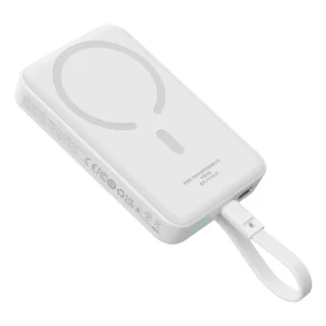 Baseus Magnetic Mini MagSafe 10000mAh 30W powerbank with built-in USB-C cable - white + Baseus Simple Series USB-C - USB-C 60W 0.3m cableeng